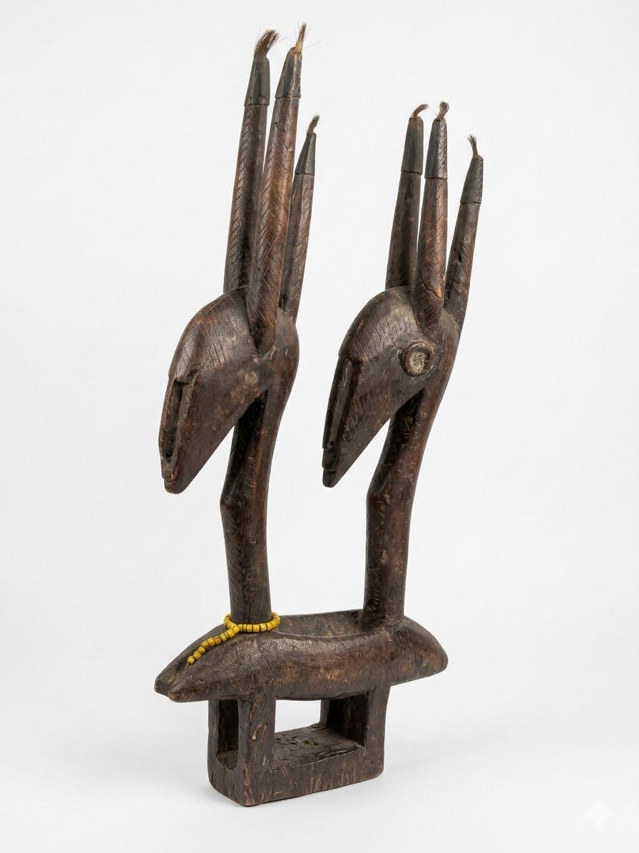 Vintage Bamana Double Chi Wara Antelope Headdress – Mali