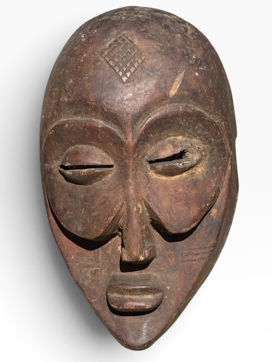 Vintage 13” Bembe Heart-Shaped Ancestral Mask – Gabon