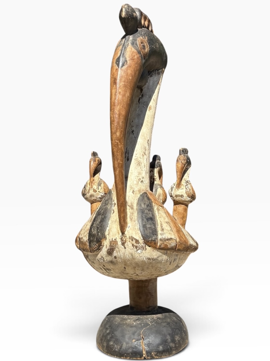 Large 27" Vintage Senufo Poropianong Hornbill Bird Statue – Côte d'Ivoire - Image 2