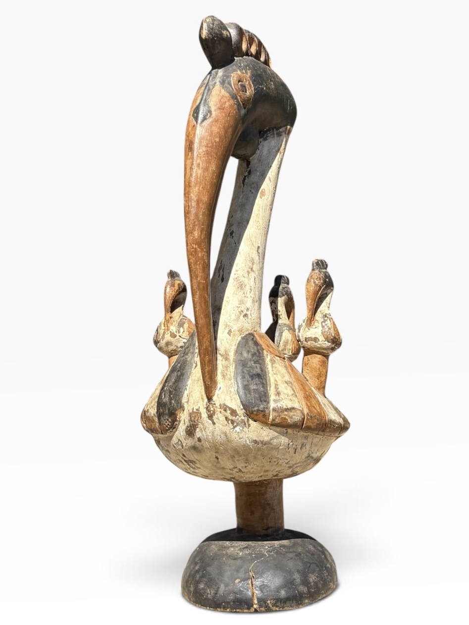 Large 27" Vintage Senufo Poropianong Hornbill Bird Statue – Côte d'Ivoire - Image 5