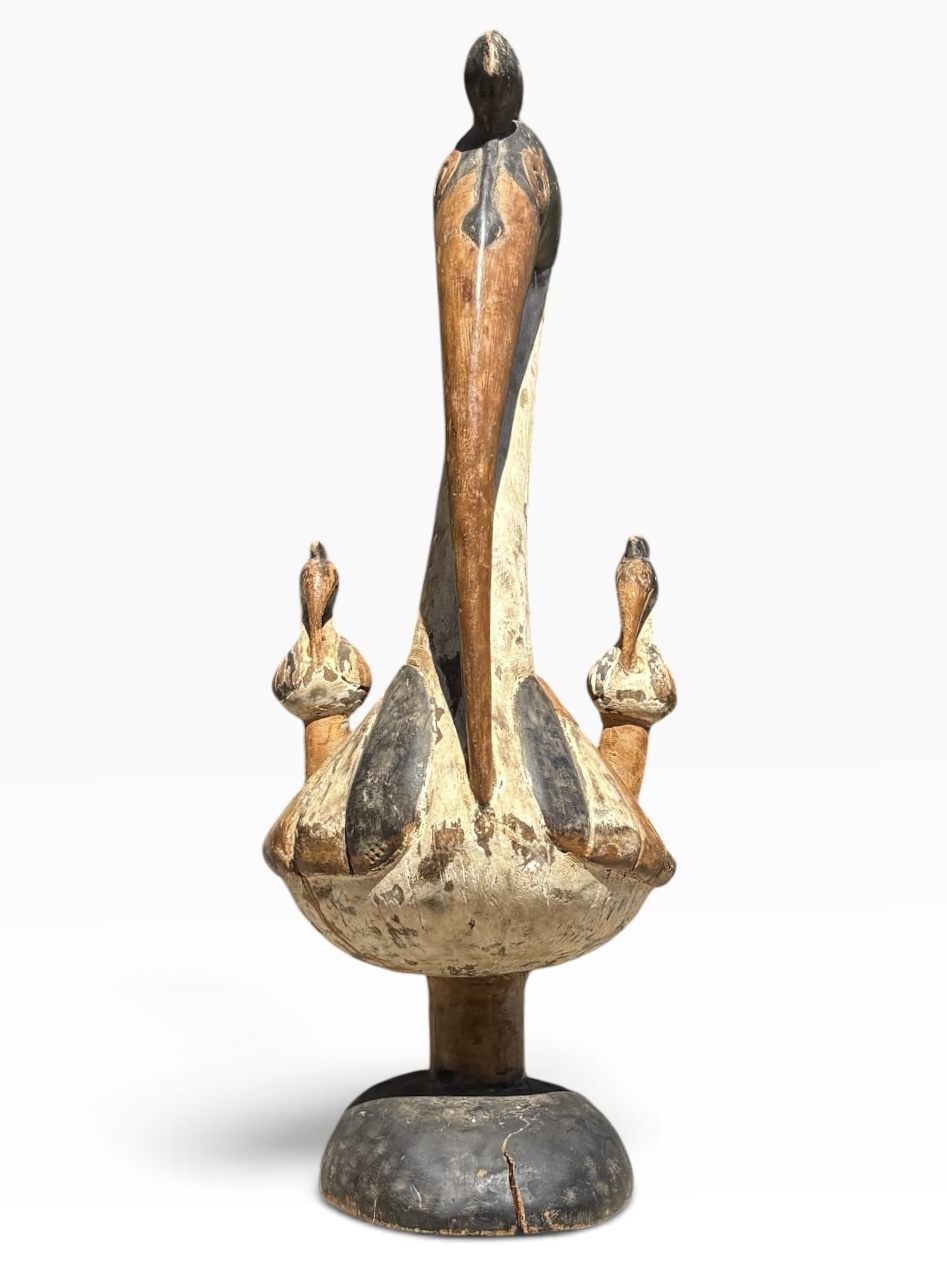 Large 27" Vintage Senufo Poropianong Hornbill Bird Statue – Côte d'Ivoire - Image 6