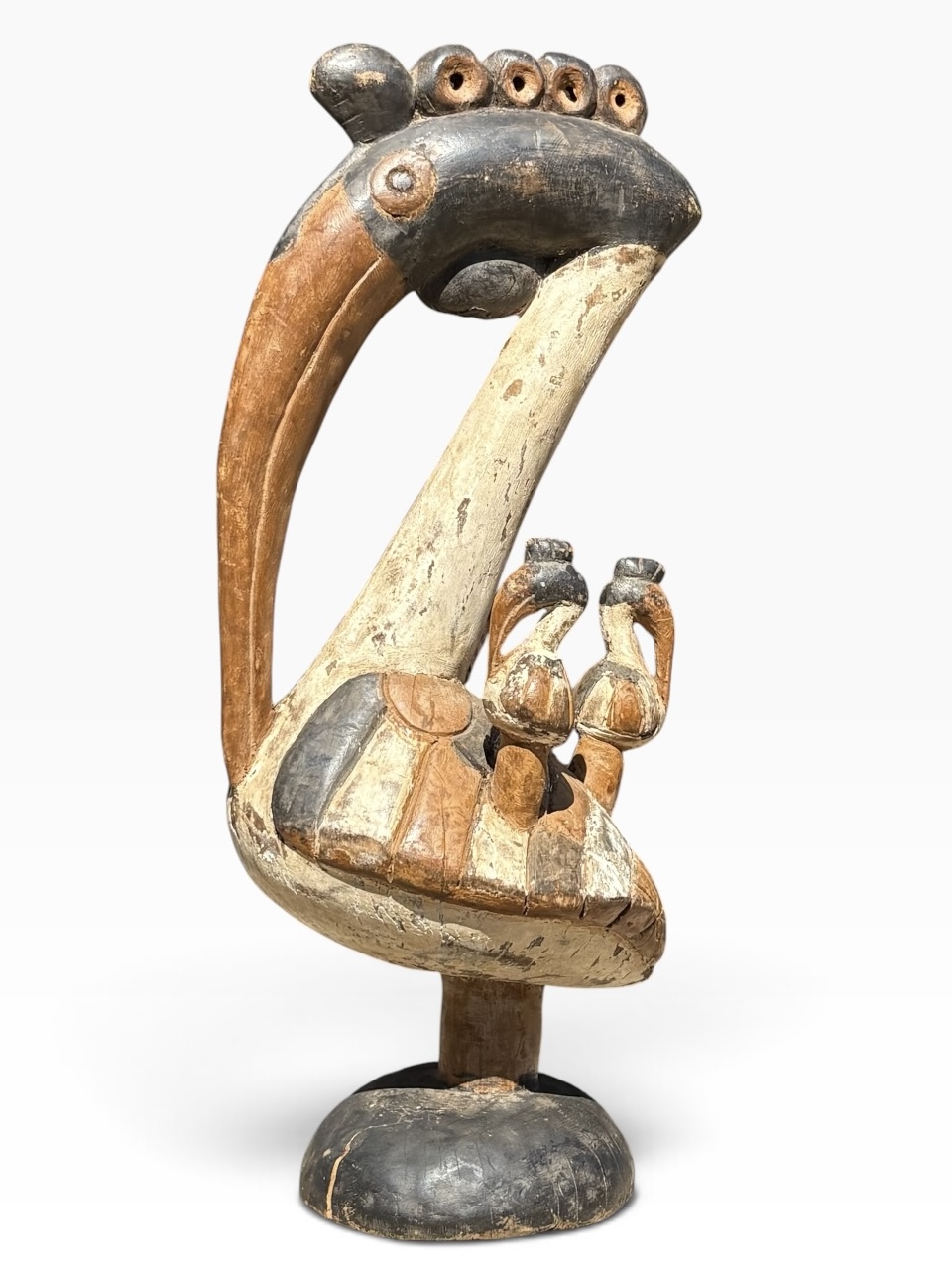 Large 27" Vintage Senufo Poropianong Hornbill Bird Statue – Côte d'Ivoire - Image 4