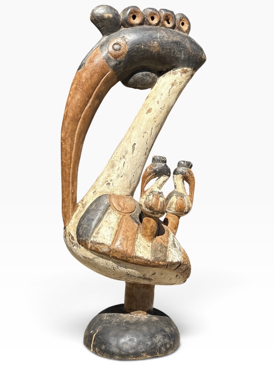 Large 27" Vintage Senufo Poropianong Hornbill Bird Statue – Côte d'Ivoire - Image 7