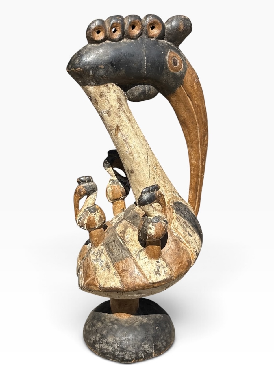 Large 27" Vintage Senufo Poropianong Hornbill Bird Statue – Côte d'Ivoire - Image 9