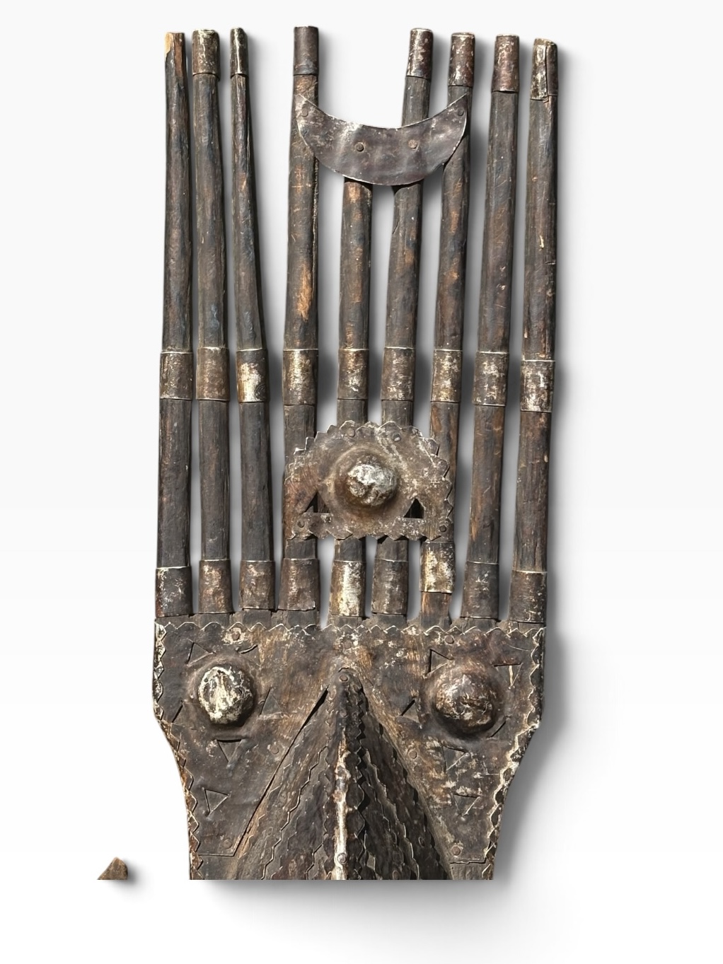 Vintage Marka Ntomo Mask — Brass-Clad Wood Carving, 30" (76.2 cm) - Image 7