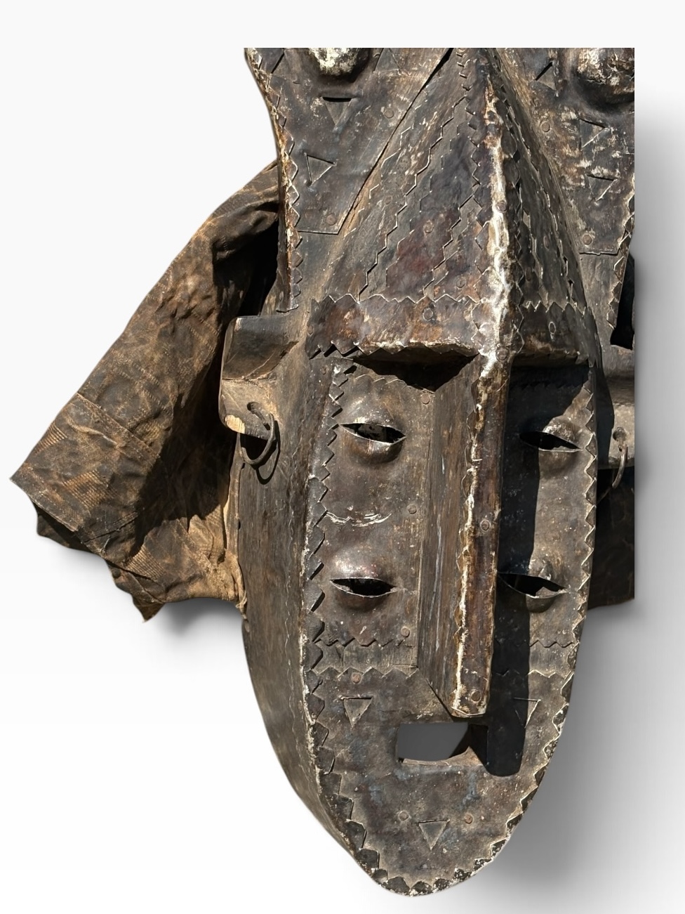 Vintage Marka Ntomo Mask — Brass-Clad Wood Carving, 30" (76.2 cm) - Image 8