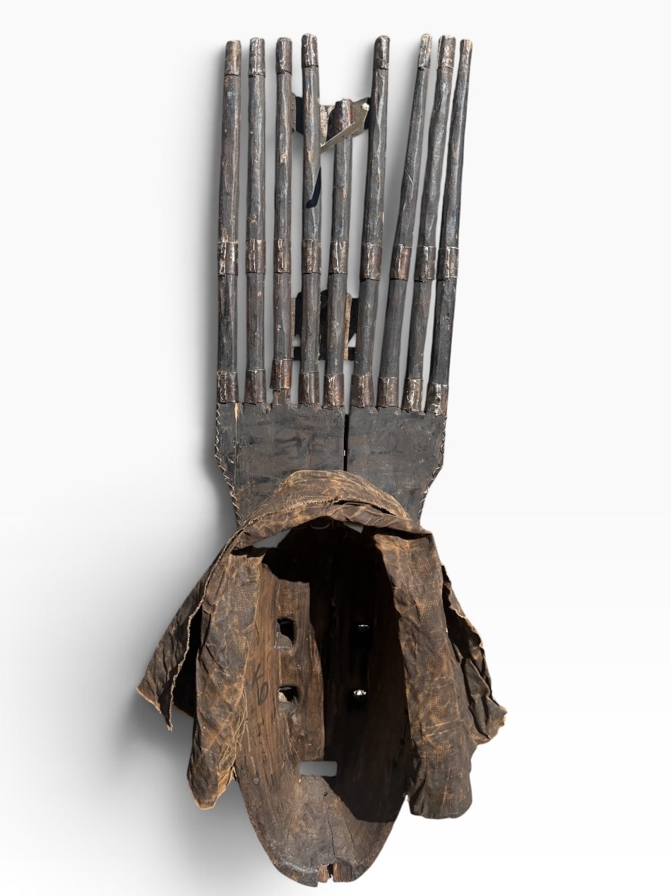 Vintage Marka Ntomo Mask — Brass-Clad Wood Carving, 30" (76.2 cm) - Image 9
