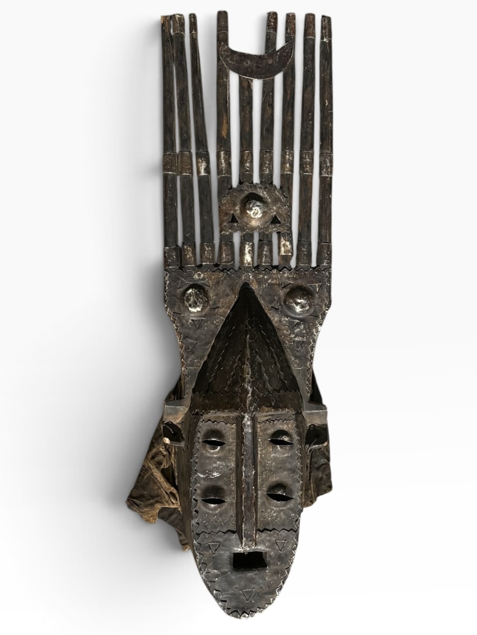 Vintage Marka Ntomo Mask — Brass-Clad Wood Carving, 30" (76.2 cm) - Image 10