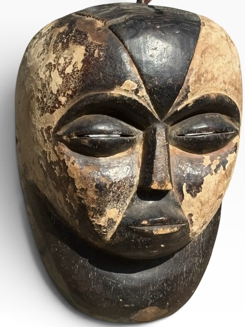 12” Vintage Galoa Polychrome Geometric Mask – Lambaréné Region, Gabon - Image 6