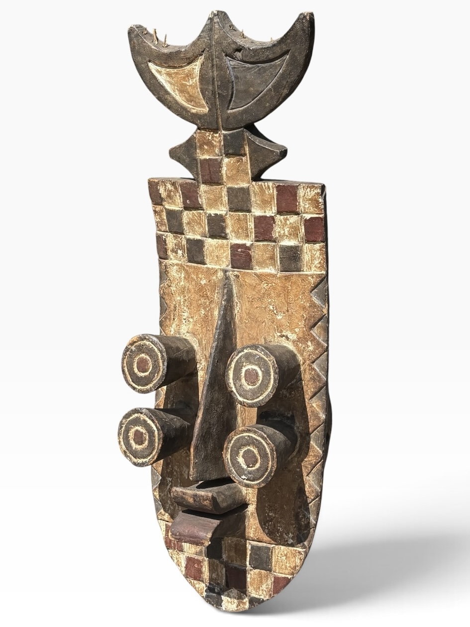Large 32" Vintage Grebo Multi-Eyed Geometric Mask – Liberia - Image 3