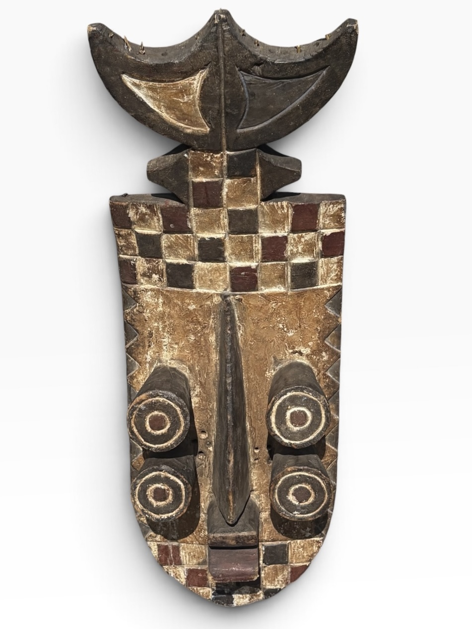 Large 32" Vintage Grebo Multi-Eyed Geometric Mask – Liberia - Image 4
