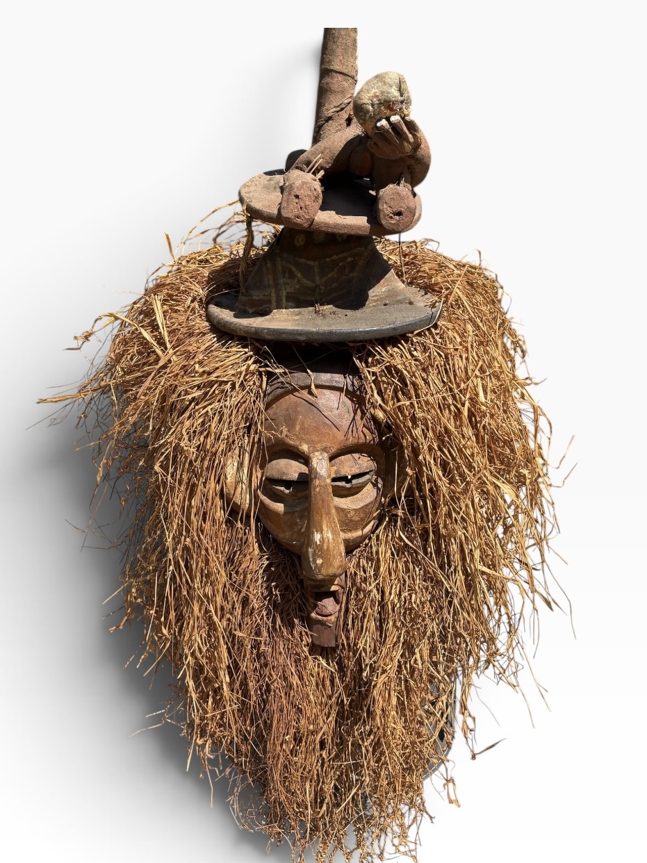 Large 30" Vintage Yaka Kholuka Initiation Mask – DR Congo- 76.2 cm - Image 12