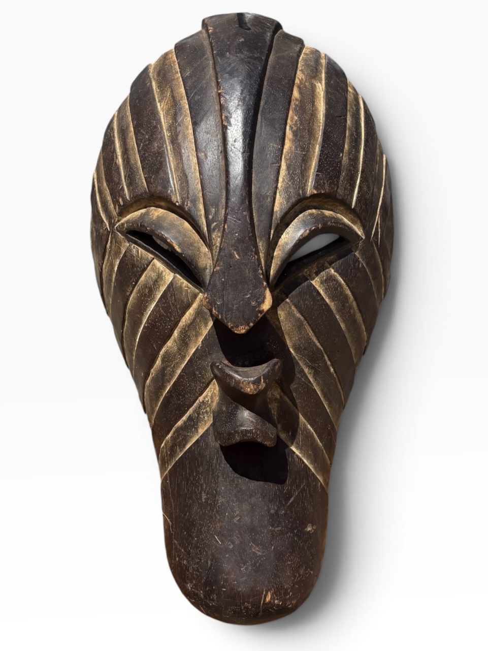 20" Vintage Luba Kifwebe Striated Wood Mask – DR Congo (51 cm) - Image 5