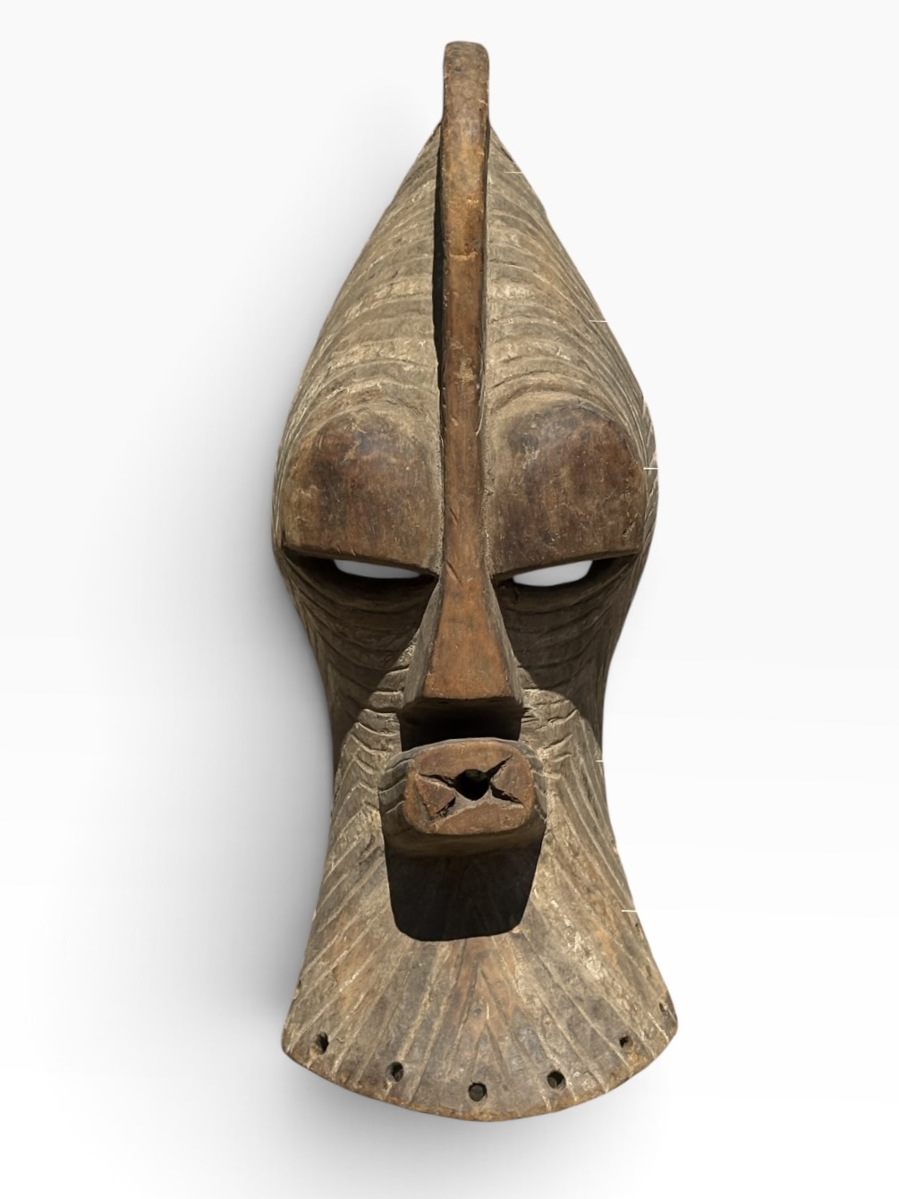 Vintage Luba Kifwebe Mask — Hand-Carved Ceremonial Art, 21” (53.4 cm)