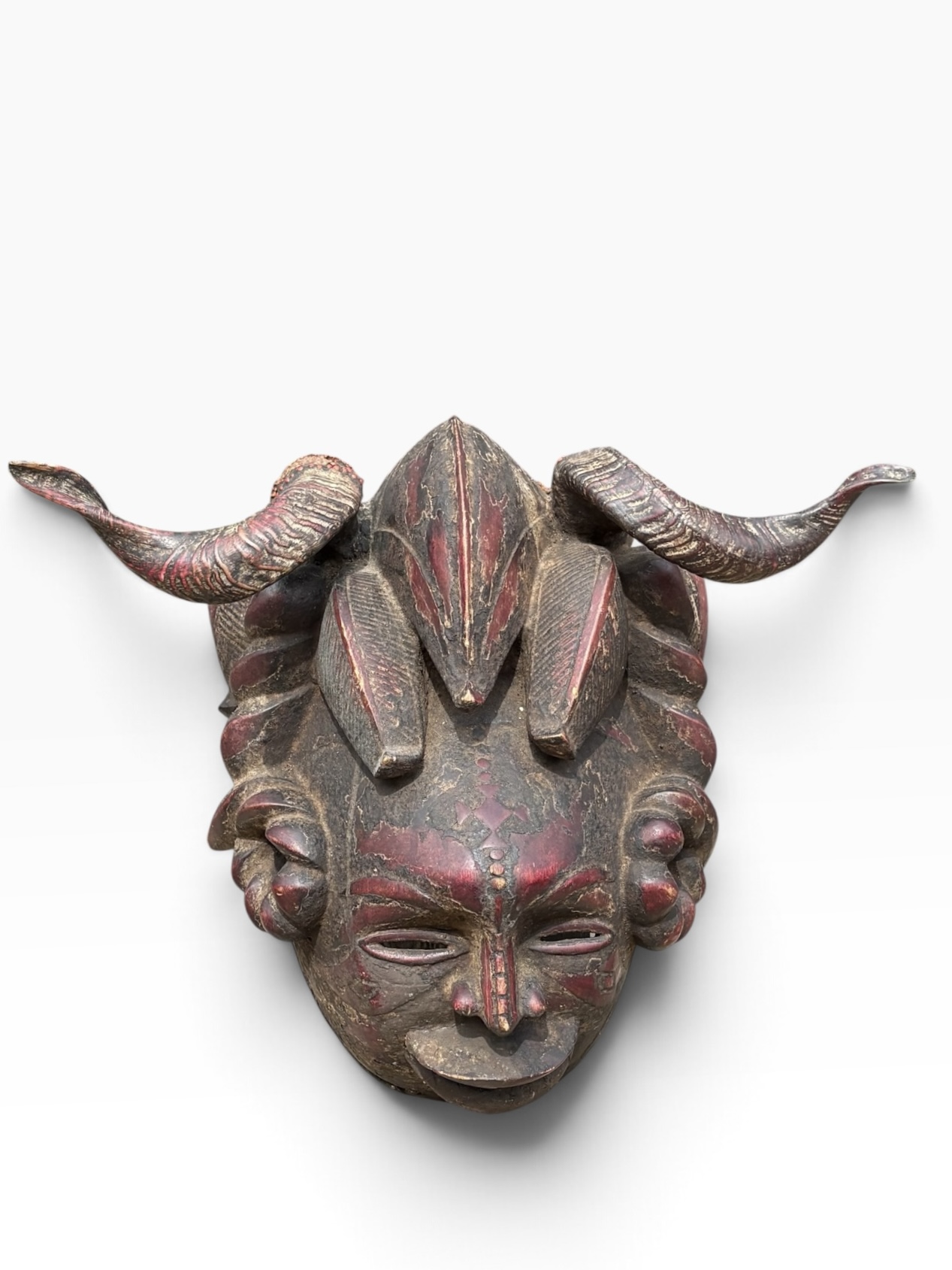 24” Vintage Ejagham Cross River Horned Mask – Nigeria / Cameroon - Image 15
