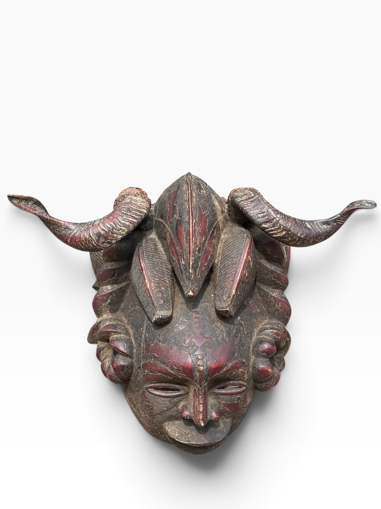 24” Vintage Ejagham Cross River Horned Mask – Nigeria / Cameroon - Image 14