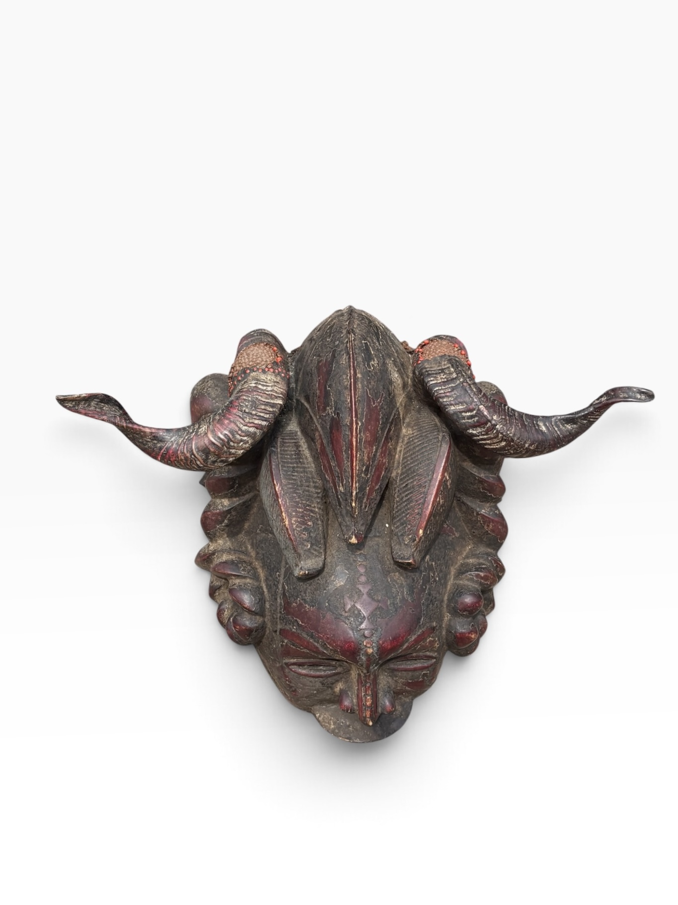24” Vintage Ejagham Cross River Horned Mask – Nigeria / Cameroon - Image 13
