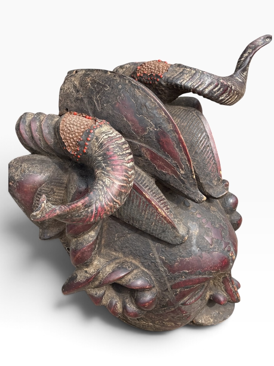 24” Vintage Ejagham Cross River Horned Mask – Nigeria / Cameroon - Image 12