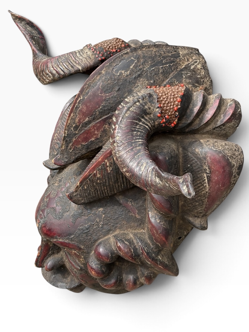 24” Vintage Ejagham Cross River Horned Mask – Nigeria / Cameroon - Image 10