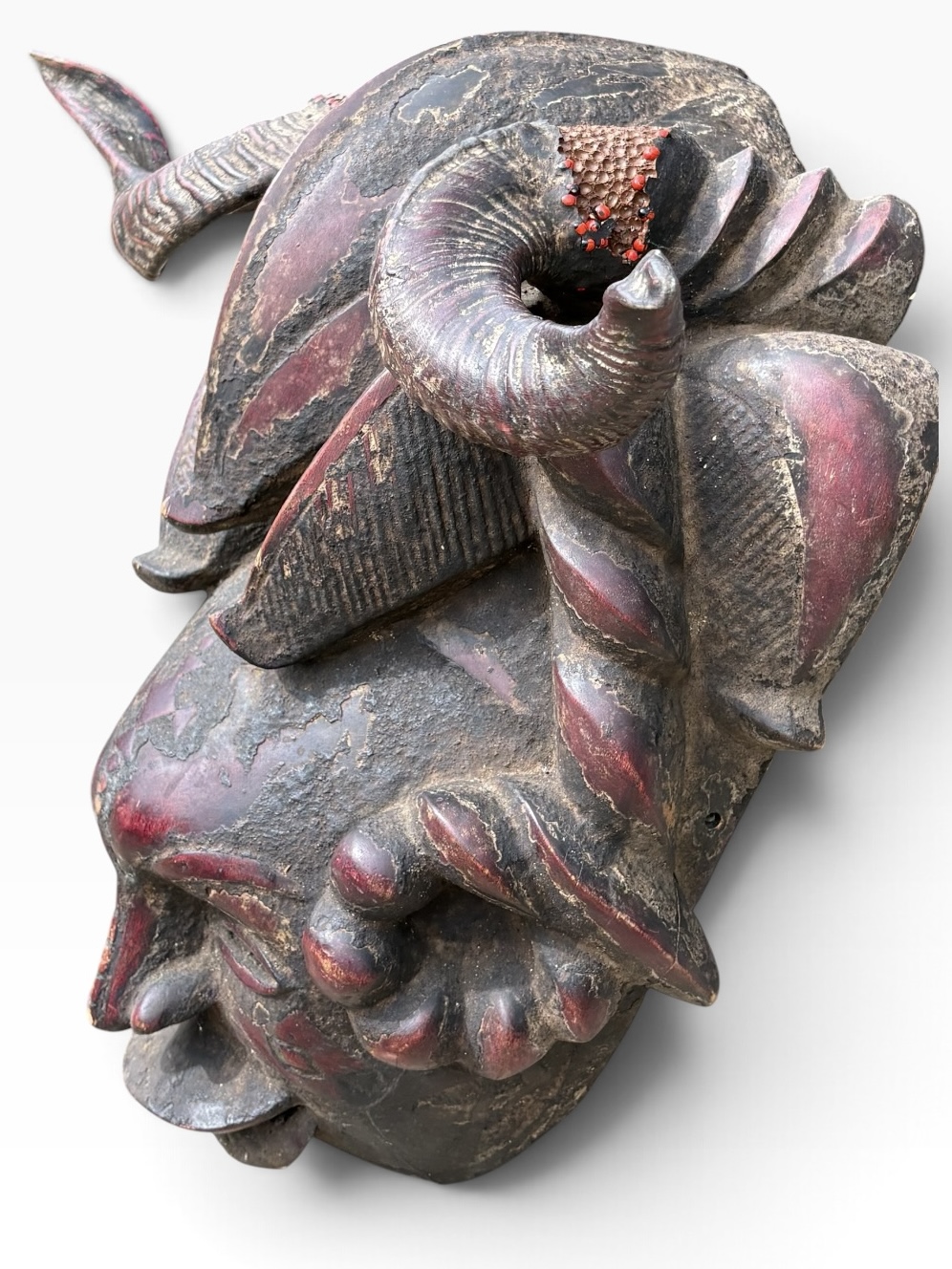 24” Vintage Ejagham Cross River Horned Mask – Nigeria / Cameroon - Image 9