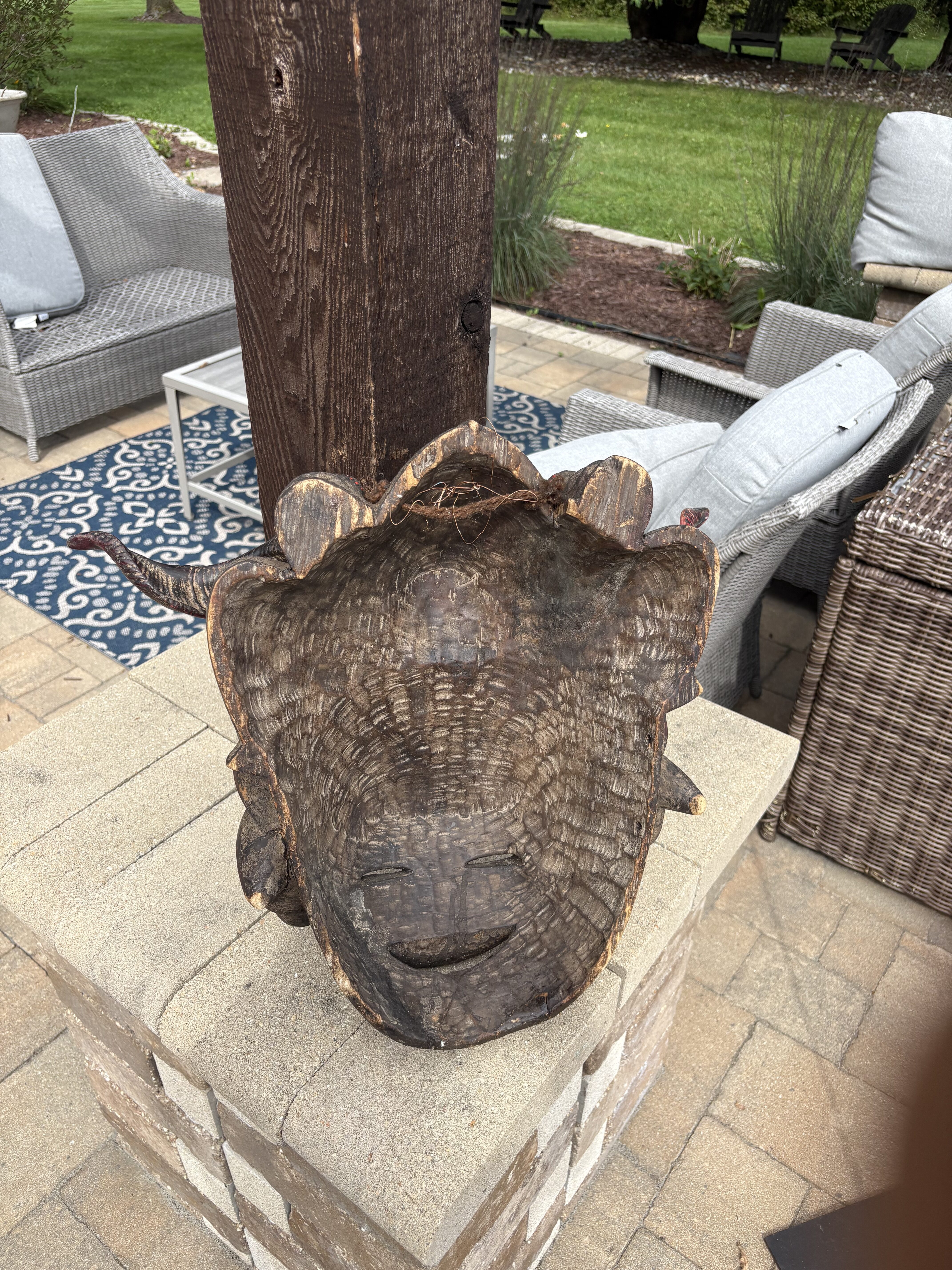 24” Vintage Ejagham Cross River Horned Mask – Nigeria / Cameroon - Image 6