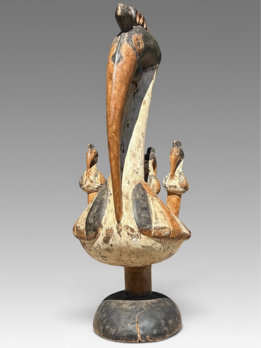 Large 27" Vintage Senufo Poropianong Hornbill Bird Statue – Côte d'Ivoire
