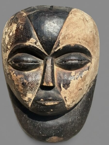 12” Vintage Galoa Polychrome Geometric Mask – Lambaréné Region, Gabon