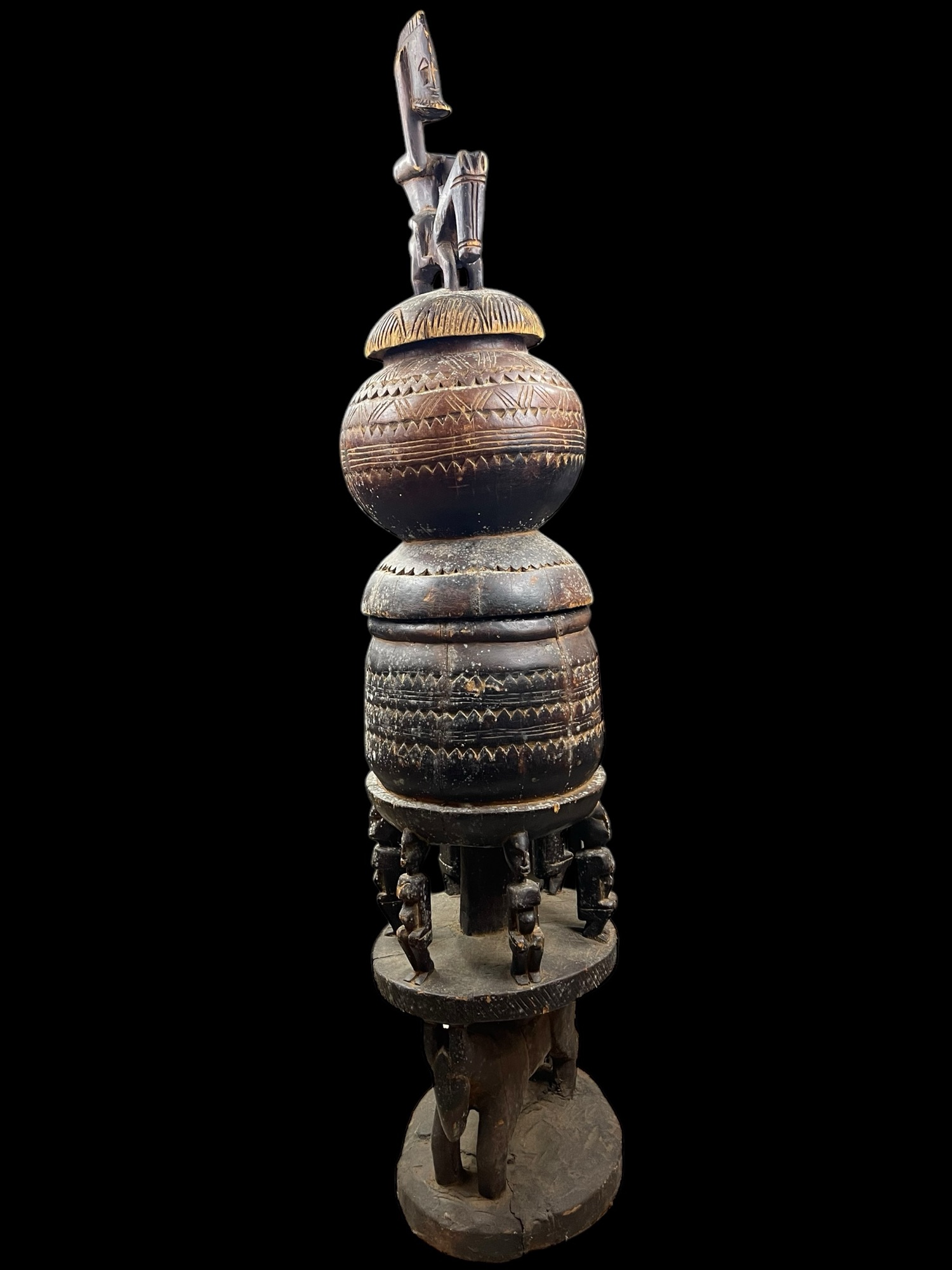 Monumental 5 1/4 Ft Vintage Dogon Multi-Tiered Equestrian Ritual Vessel – Mali